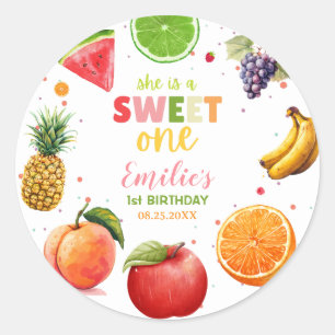 Sticker Rond Sweet One Fruit 1er Anniversaire, Fête d'Été