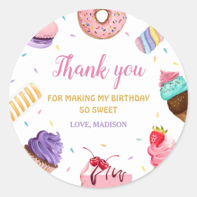 Sticker Rond Sweet One Girl 1er anniversaire (Devant)