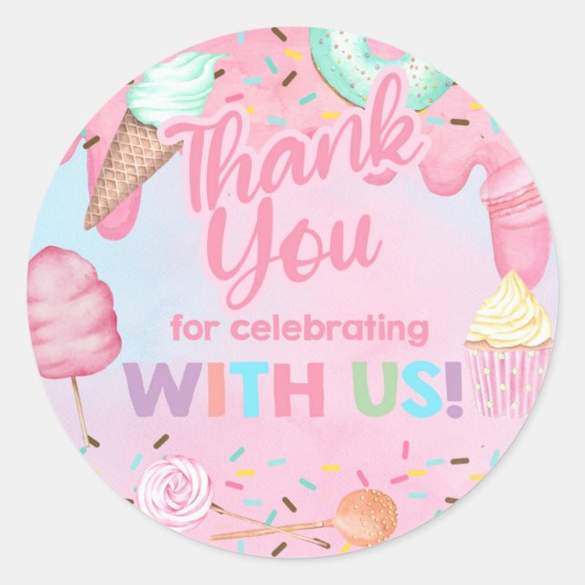 Sticker Rond Sweet One girl anniversaire merci cercle autocolla (Devant)
