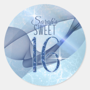 Sticker Rond Sweet sixteen bleu  à percussion ID652