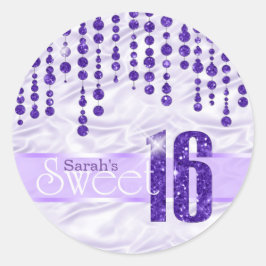 Sticker Rond Sweet sixteen de bijou satiné violet ID260