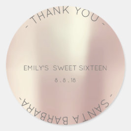 Sticker Rond Sweet sixteen Diamant Rose Rose Pearly Champlain