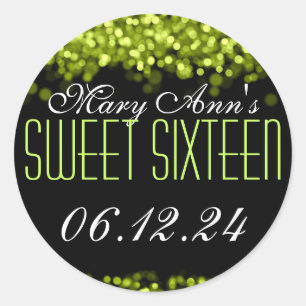 Sticker Rond Sweet sixteen feux de moussage vert