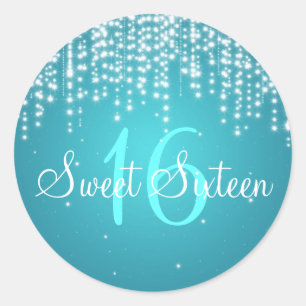Sticker Rond Sweet sixteen nuit éblouissant bleu