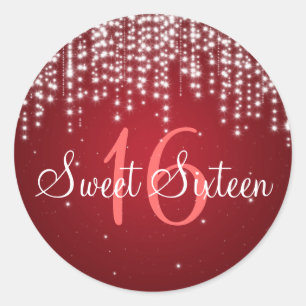 Sticker Rond Sweet sixteen nuit éblouissant rouge