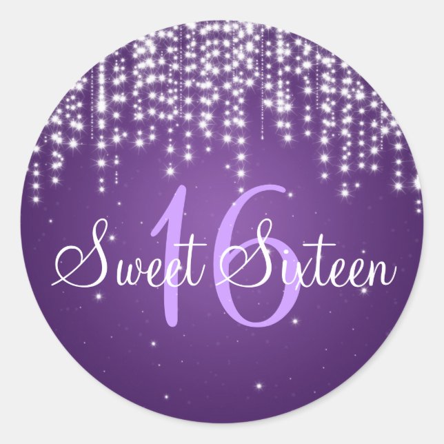 Sticker Rond Sweet sixteen Nuit Éblouissant Violet (Devant)