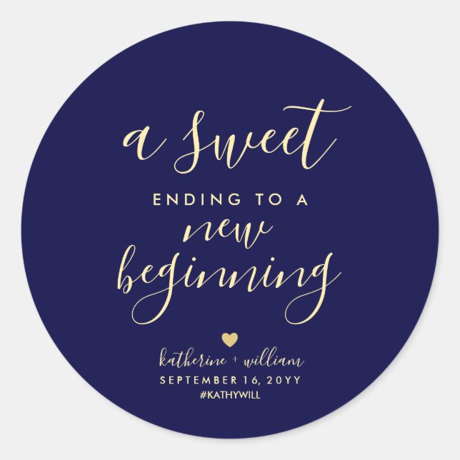 Sticker Rond Sweet Terminant À Un Nouveau Commencement Mariage  (Devant)