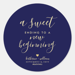 Sticker Rond Sweet Terminant À Un Nouveau Commencement Mariage 