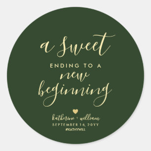 Sticker Rond Sweet Terminant À Un Nouveau Début Mariage Faveur 
