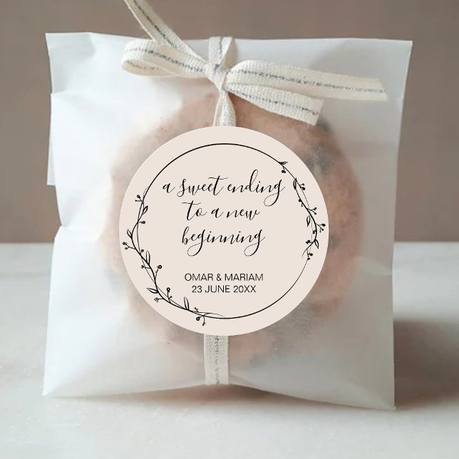 Sticker Rond Sweet Terminer à nouveau début élégant Botanique (Créateur téléchargé)