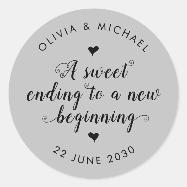 Sticker Rond Sweet Terminer le nouveau Mariage de début Silver  (Devant)