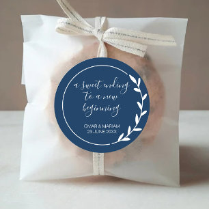 Sticker Rond Sweet Terminer Nouveau Début Marine Blue Mariage F