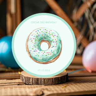 Sticker Rond Sweet Time Pastel Green Donut Anniversaire