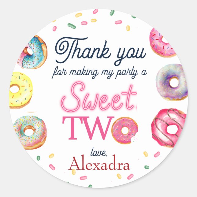 Sticker Rond Sweet Two 2e anniversaire (Devant)