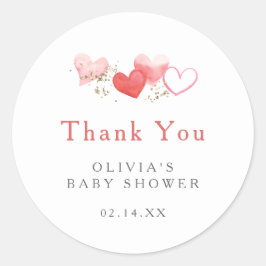 Sticker Rond Sweet Valentine Coeurs Baby shower Merci