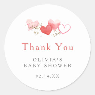 Sticker Rond Sweet Valentine Coeurs Baby shower Merci