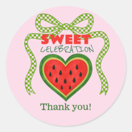 Sticker Rond Sweet Watermelon Ribbon Été Invitation