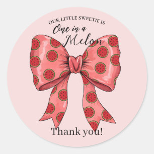 Sticker Rond Sweet Watermelon Ribbon Été Invitation