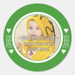 Sticker Rond SweetBébéCarottes Cadre blanc vert