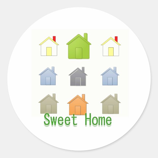 Sticker Rond SweetHome Maison Fête de Réchauffement (Devant)