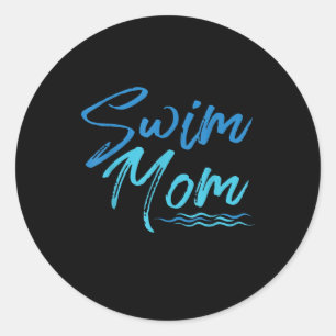 Sticker Rond Swim Maman Nager Drôle Mignonne Cadeau