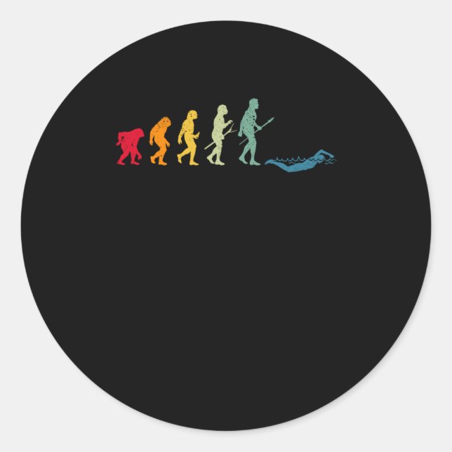 Sticker Rond Swimming Evolution of Man Funny Swim (Devant)