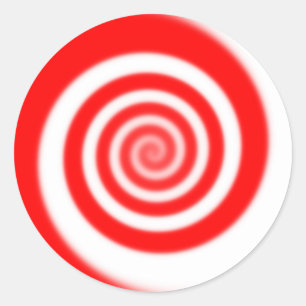 Sticker Rond Swirl à menthe rouge et blanche