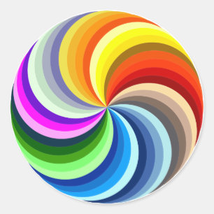 Sticker Rond Swirts arc-en-ciel
