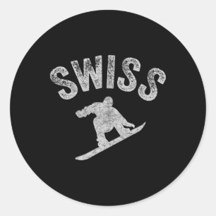Sticker Rond Swiss Snowboard Suisse Snowboardeur Cool Snowb
