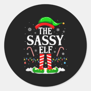 Sticker Rond Sy Elf Xmas Funny Matching Family Group Christ