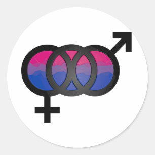 Sticker Rond symbole 3D bisexuel