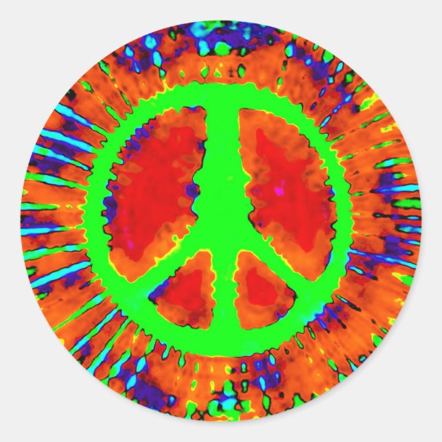 Sticker Rond SYMBOLE Abstrait DE Cravate Psychédélique-Dye DE L (Devant)