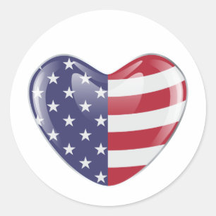 Sticker Rond Symbole américain original drapeau américain en fo