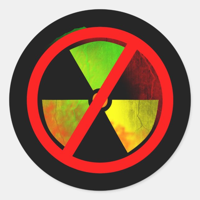 Sticker Rond Symbole anti-nucléaire de Grunge Radoactif (Devant)