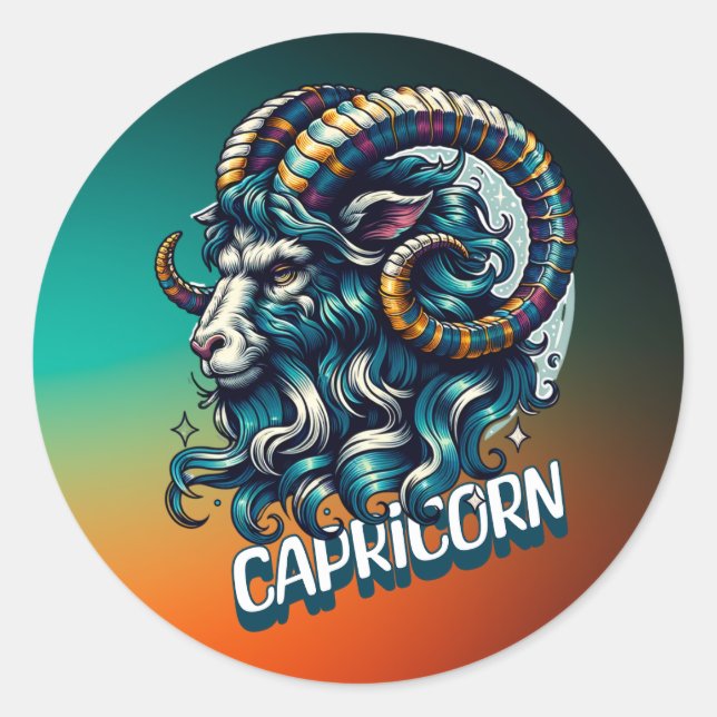 Sticker Rond SYMBOLE Astrologique Horoscope Capricorne (Devant)