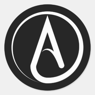 Sticker Rond Symbole athée blanc