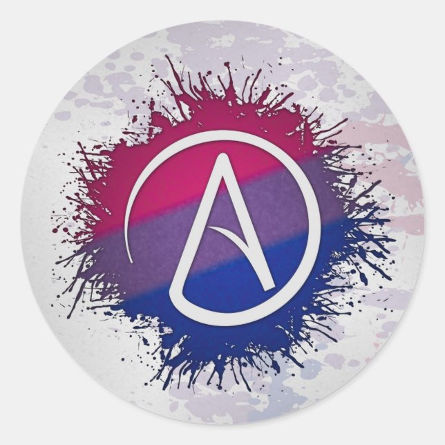 Sticker Rond Symbole athée de la fierté bisexuelle de peinture (Devant)