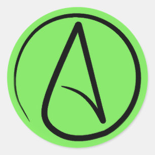 Sticker Rond Symbole athée : noir sur vert citron