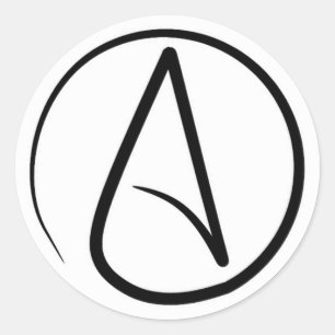 Sticker Rond Symbole athéisme : noir sur blanc