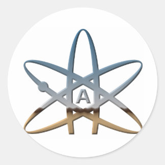 Sticker Rond Symbole atomique athée de Logidea