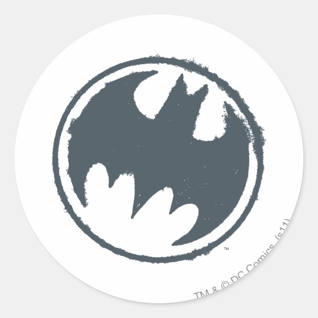 Sticker Rond Symbole Batman | Logo Grey Grunge (Devant)