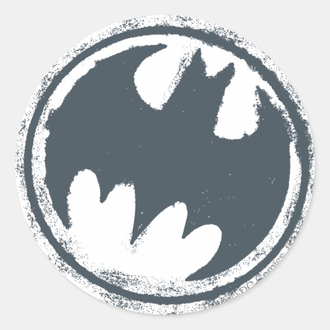 Sticker Rond Symbole Batman | Logo Grey Grunge (Devant)