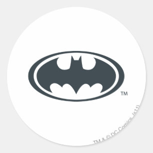 Sticker Rond Symbole Batman   Logo noir et blanc