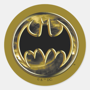 Sticker Rond Symbole Batman   Logo Or