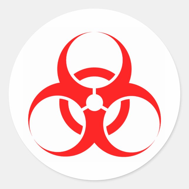 Sticker Rond Symbole Biodanger rouge (Devant)