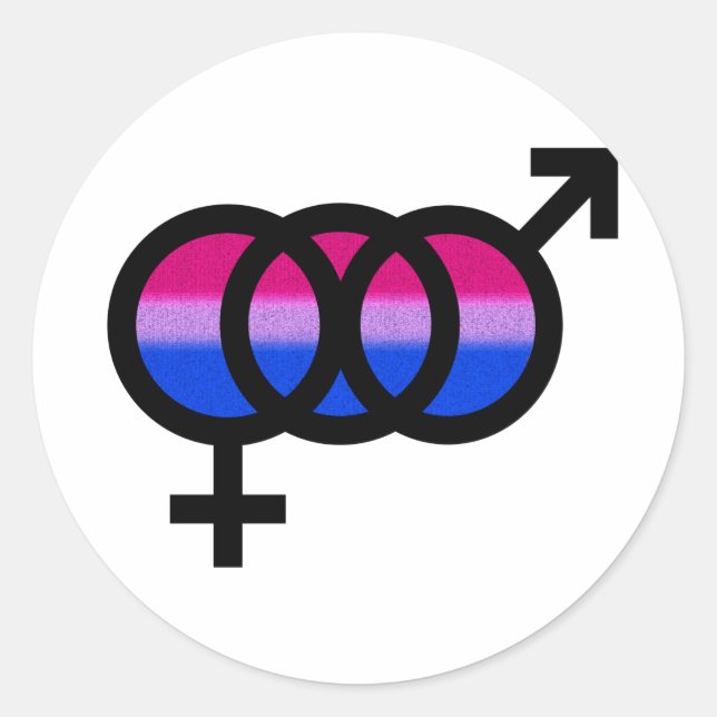 Sticker Rond Symbole bisexuel (Devant)
