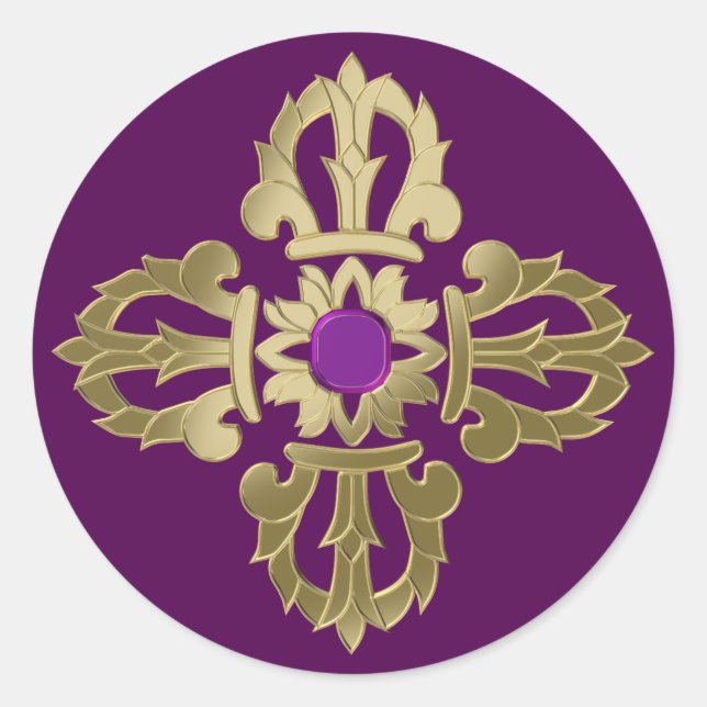 Sticker Rond Symbole bouddhiste doré Vajra (Devant)