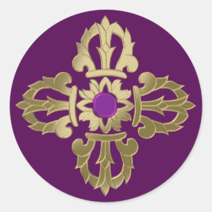 Sticker Rond Symbole bouddhiste doré Vajra