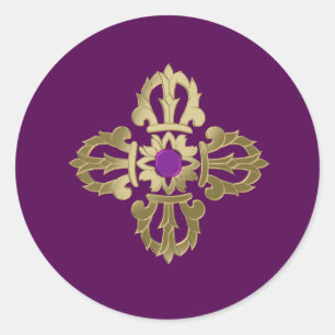 Sticker Rond Symbole bouddhiste doré Vajra