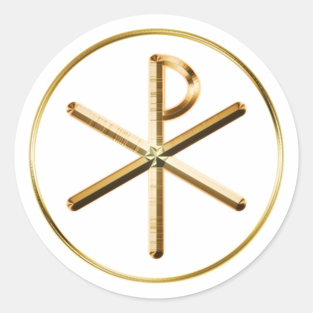 Sticker Rond Symbole Chi-Rho Or (Devant)